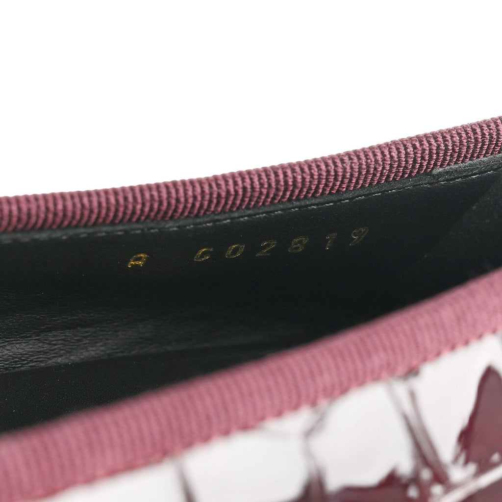 Patent Calfskin Crocodile Embossed Ballerina Flats 37.5 Dark Burgundy Black
