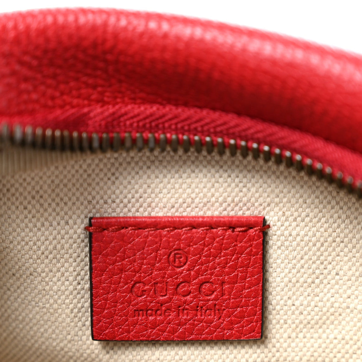 Grained Calfskin Small Logo Belt Bag Hibiscus Red