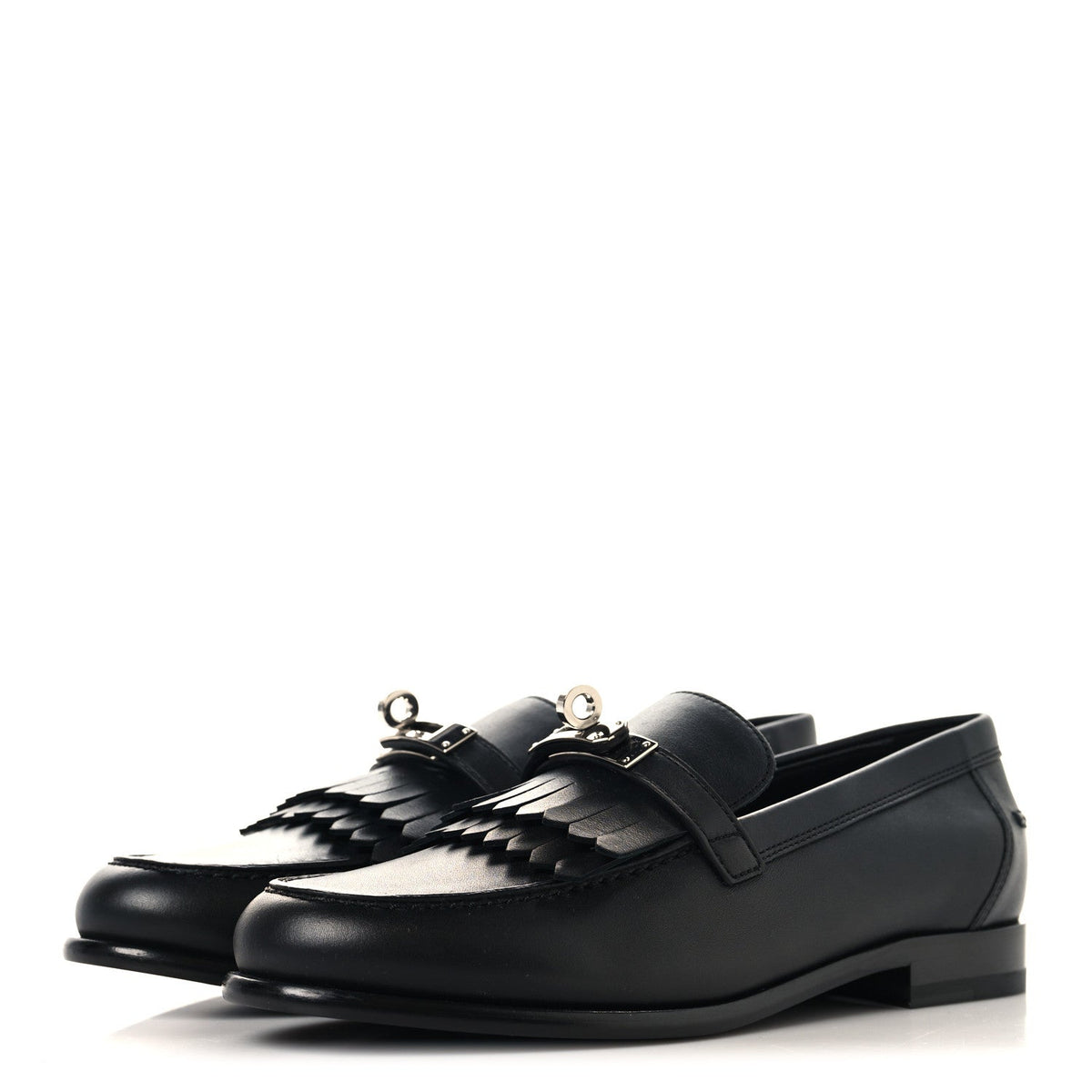 Fringed Calfskin Womens Destin Loafer 37 Black