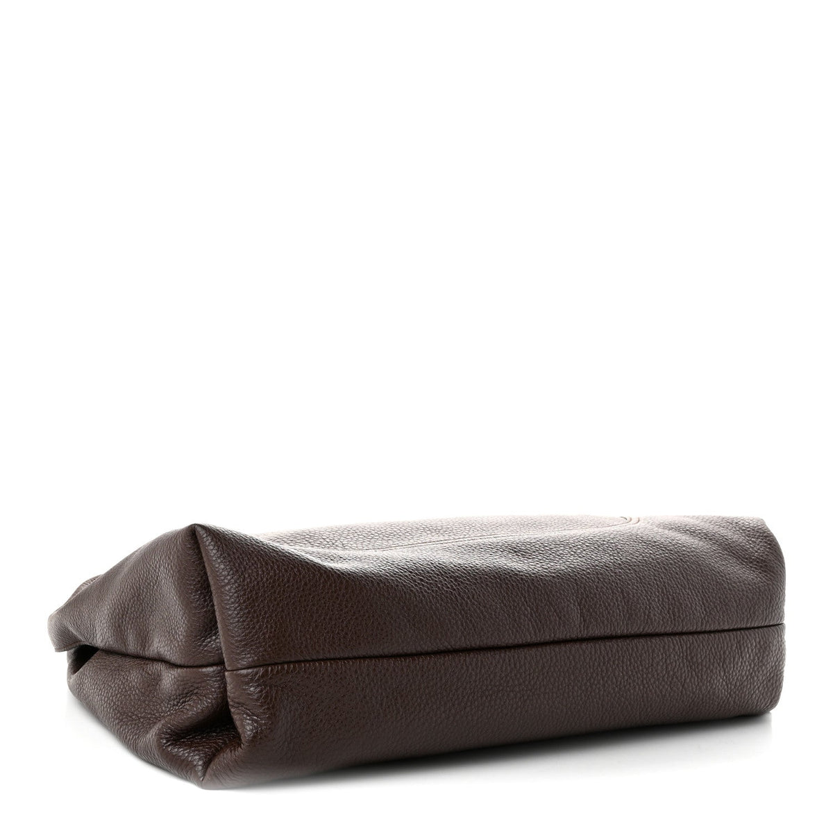 Grained Calfskin Softbit Maxi Shoulder Bag Dark Brown