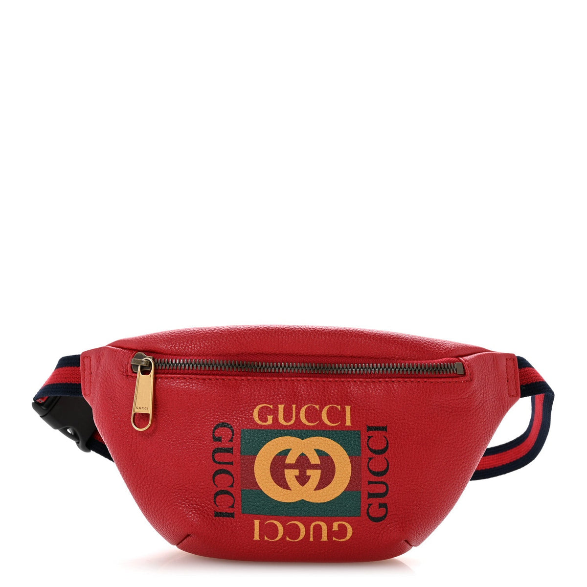 Grained Calfskin Small Logo Belt Bag Hibiscus Red