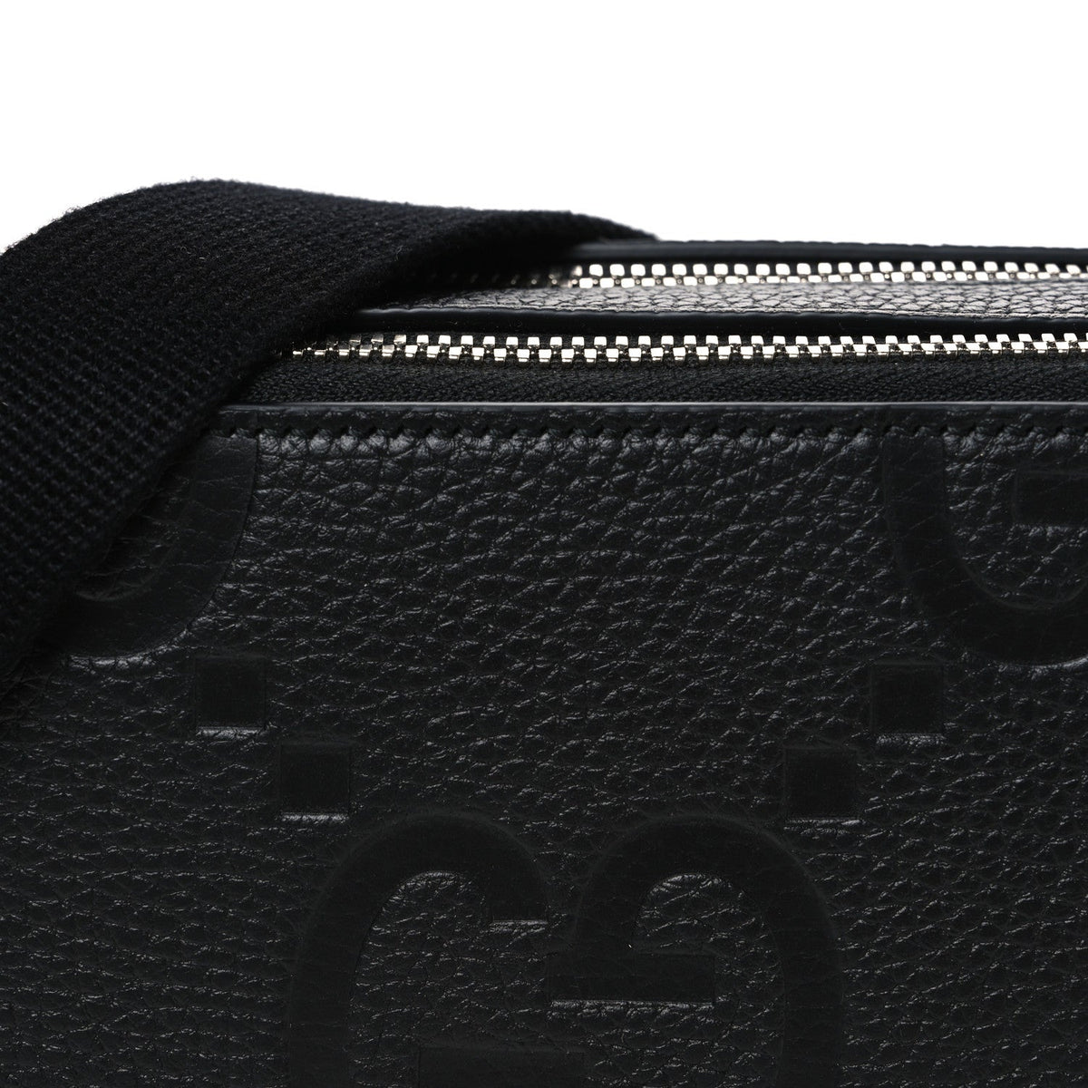 Piuma Calfskin Jumbo GG Embossed Super Mini Messenger Bag Black