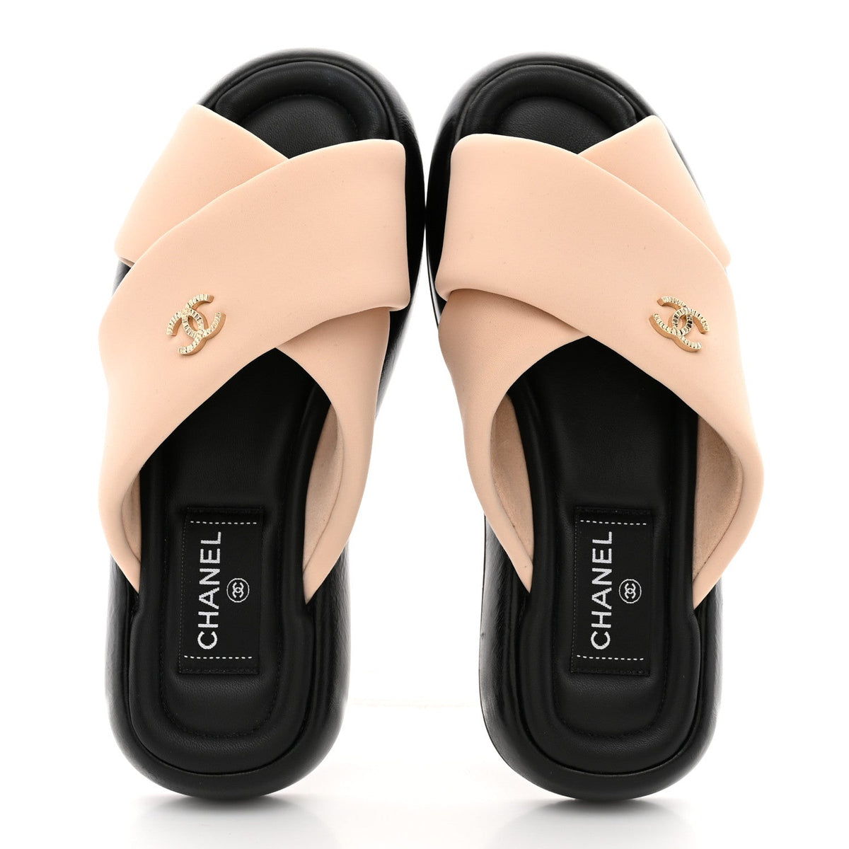 Fabric CC Mules Sandals 36 Light Beige