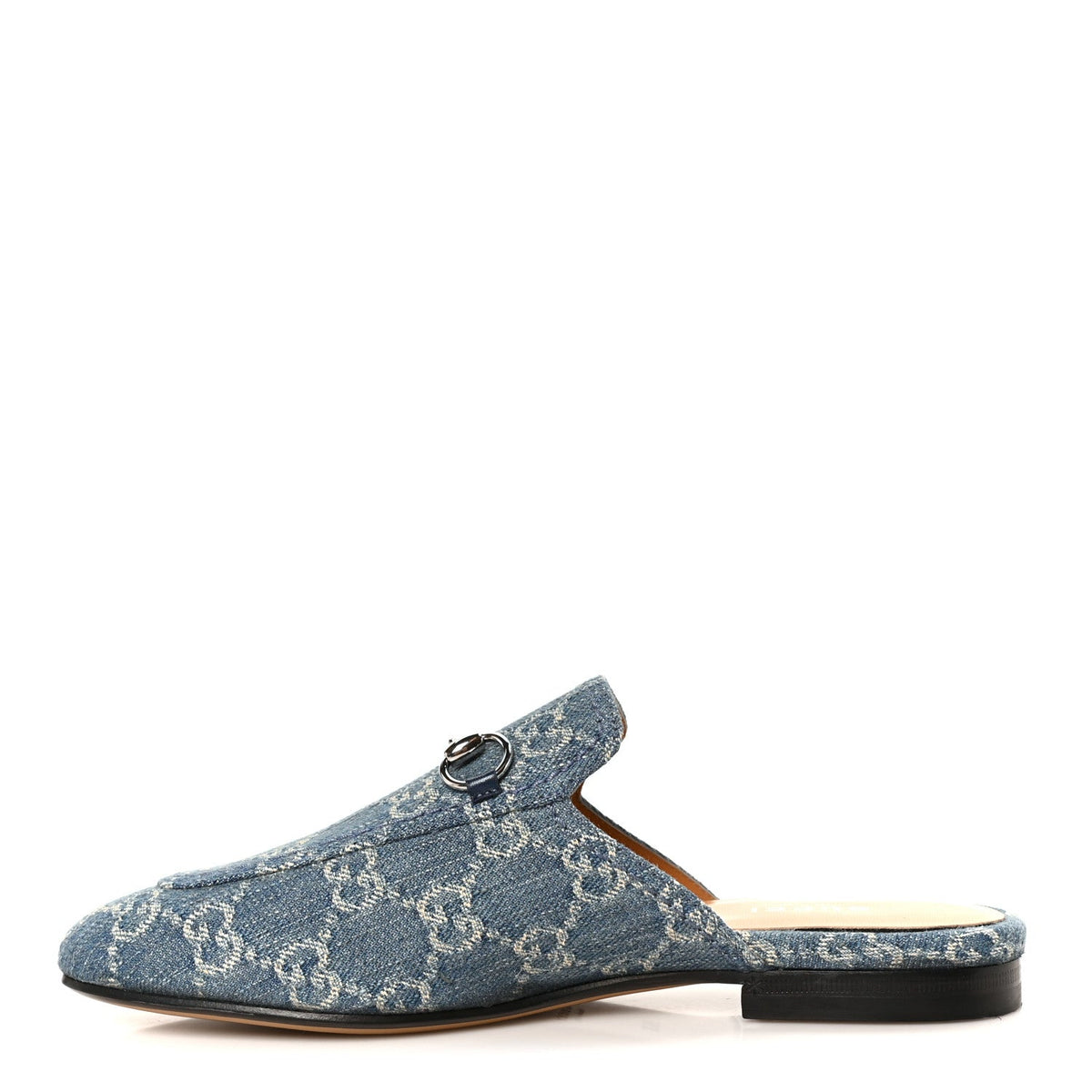 New Denim GG Malaga Kid Womens Princetown Slippers 36.5 Light Blue Royale