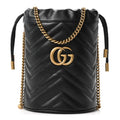 Calfskin Matelasse Mini GG Marmont 2.0 Bucket Bag Black