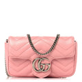 Calfskin Matelasse Super Mini GG Marmont Shoulder Bag Wild Rose