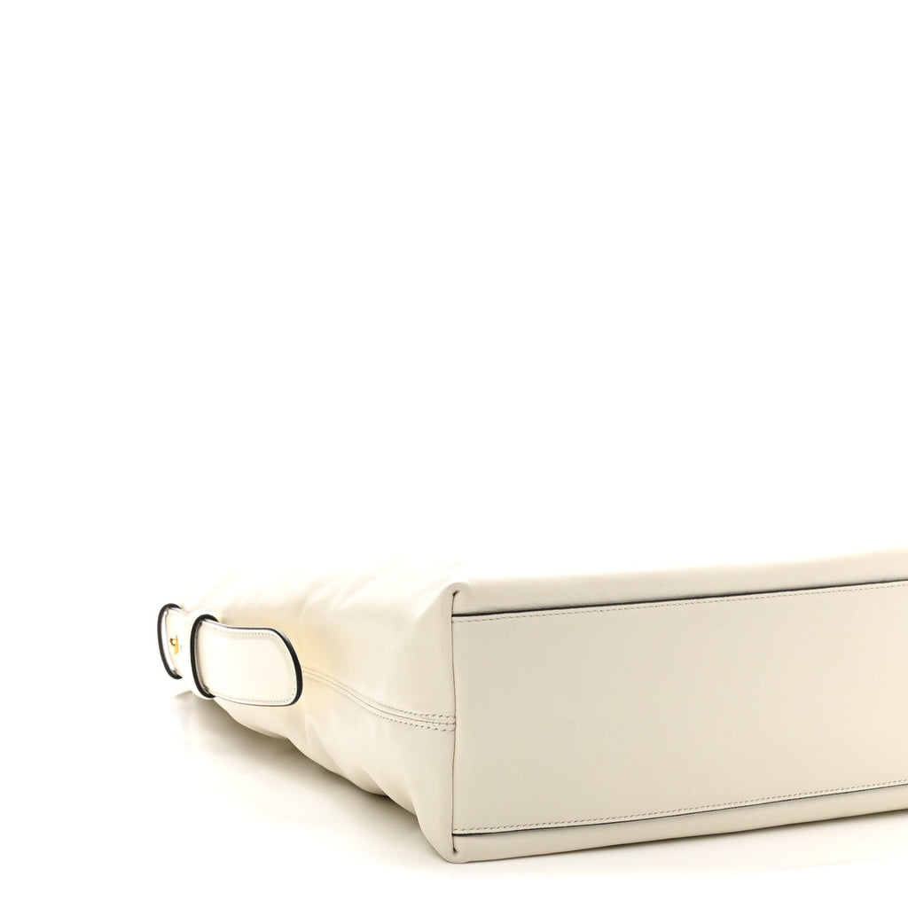 Calfskin Beatrix Horsebit Large Tote Bag Mystic White