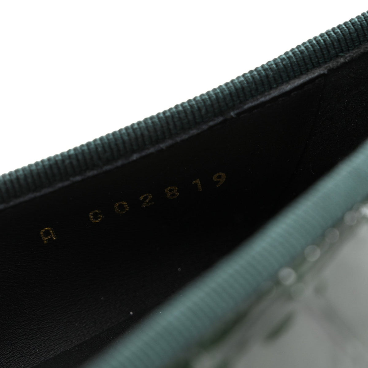 Crocodile Embossed Patent Calfskin Cap Toe CC Ballerina Flats 35.5 Dark Green Black