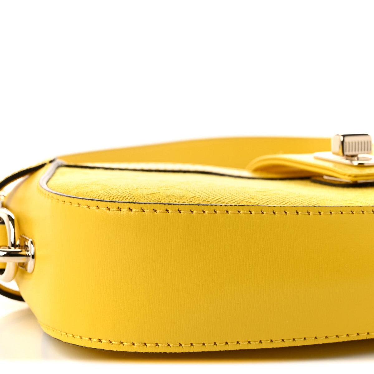 Calfskin Monogram Mini Moon Side Shoulder Bag Yellow