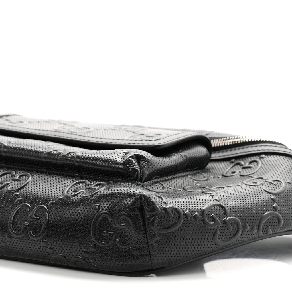 Calfskin GG Tennis Embossed Pocket Belt Bag Black