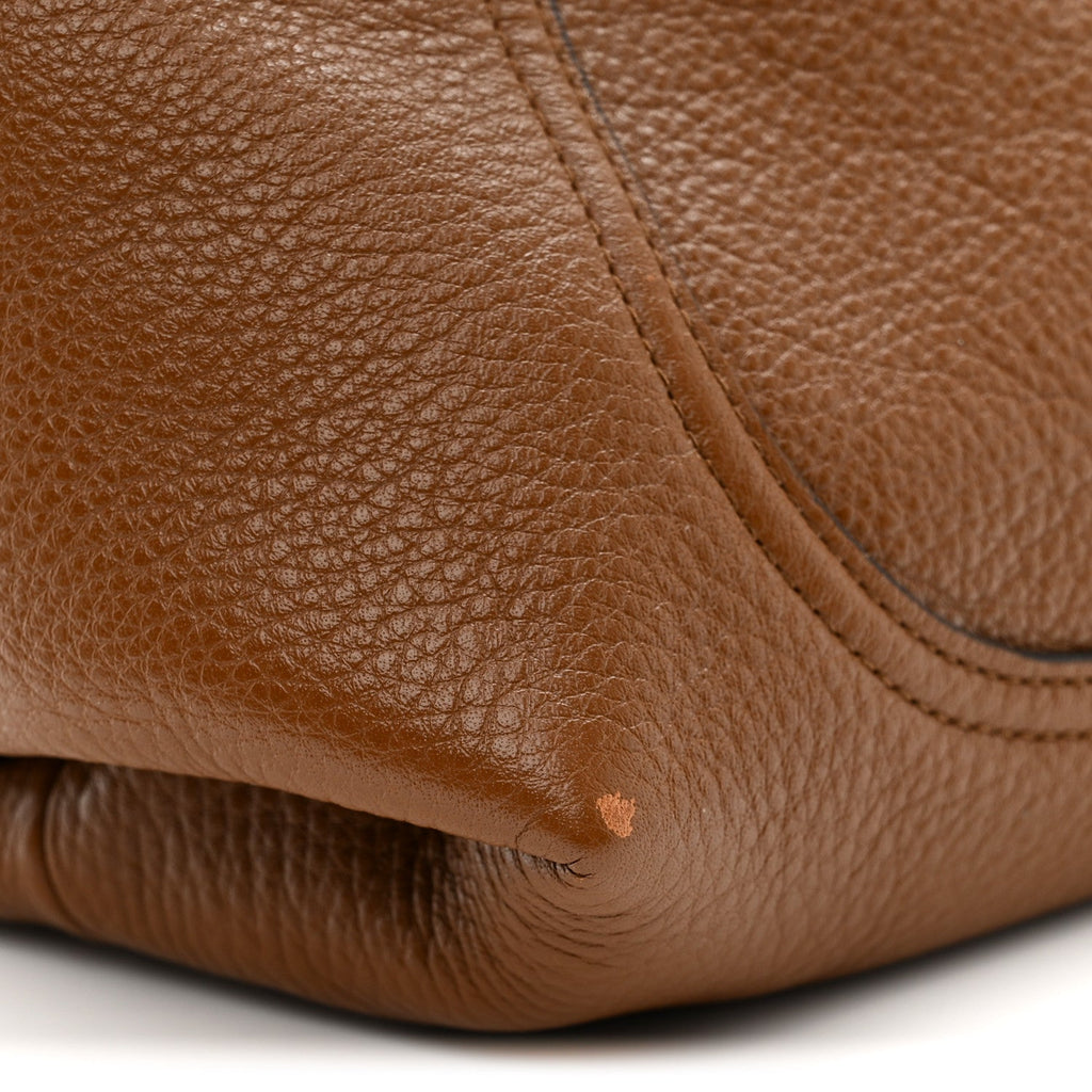 Grained Calfskin Softbit Medium Shoulder Bag Brown