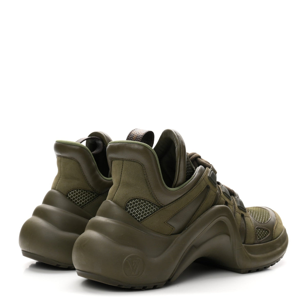 Calfskin Technical Nylon LV Archlight Sneakers 38 Green