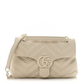 Soft Calfskin Matelasse Monochrome Small GG Marmont Shoulder Bag Ivory