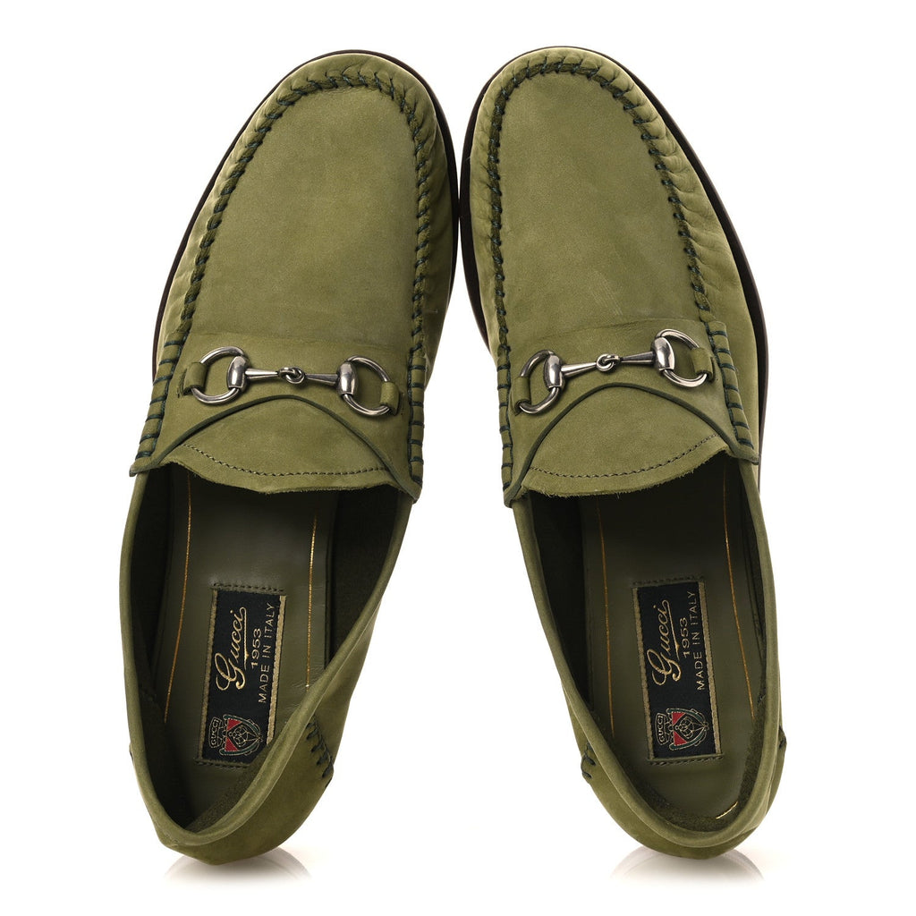 Nubuck Womens Horsebit Loafers 37 Herbs Light Green