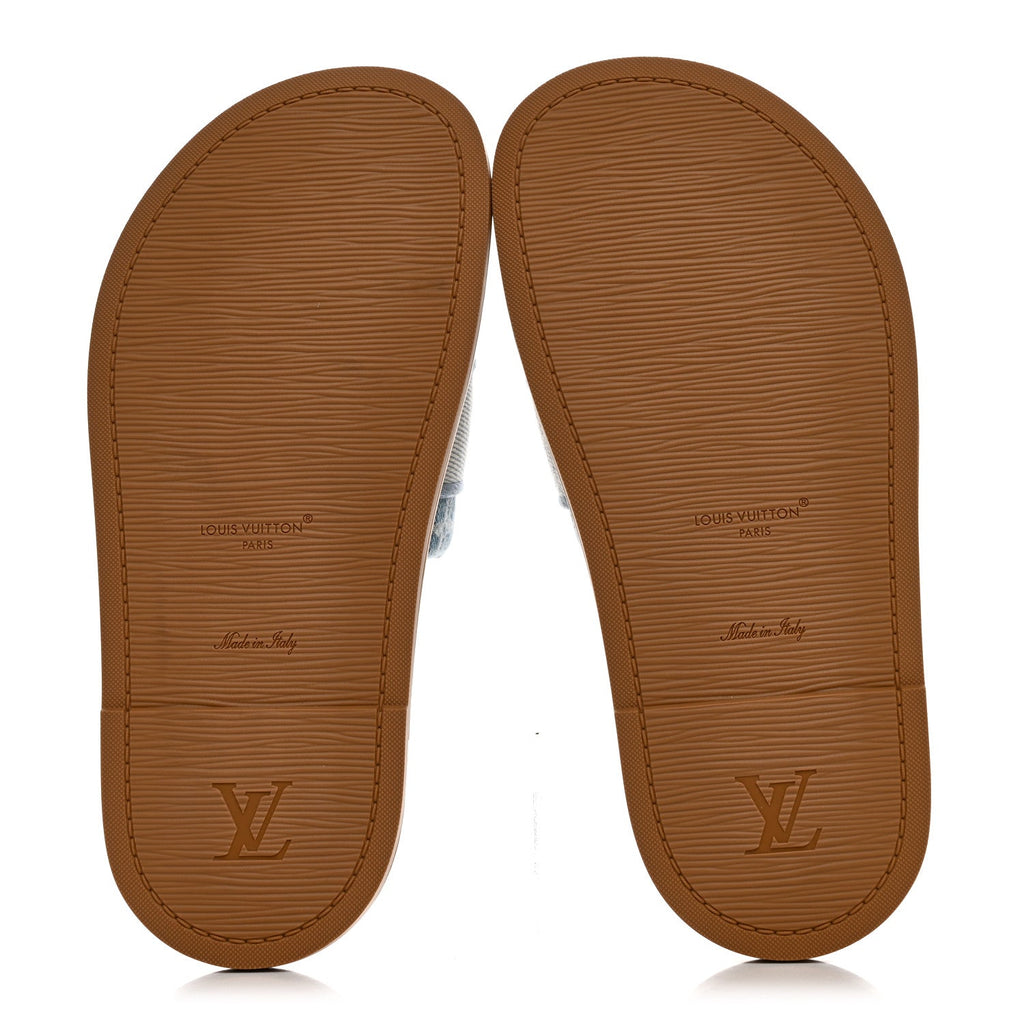 Monogram Denim LV Bliss Womens Comfort Mules 36.5 Turquoise