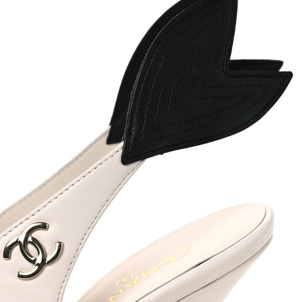 Lambskin Slingback Pumps 36.5 White Black