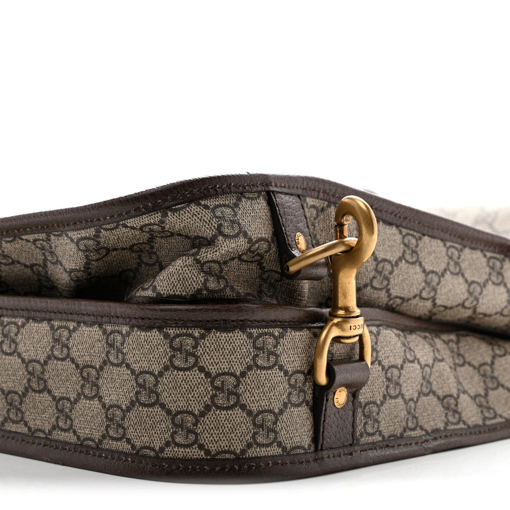 GG Supreme Monogram Textured Dollar Calfskin Web Ophidia Savoy Garment Bag Beige Ebony New Acero