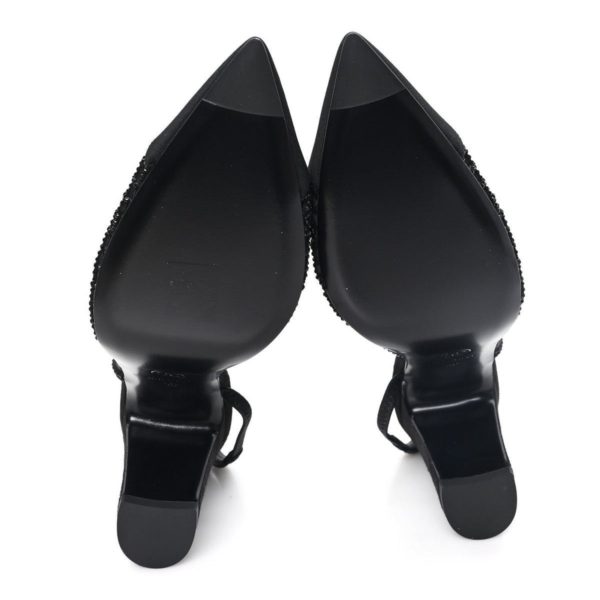 Suede Strass Grosgrain Cap Toe CC Slingback Pumps 39 Black