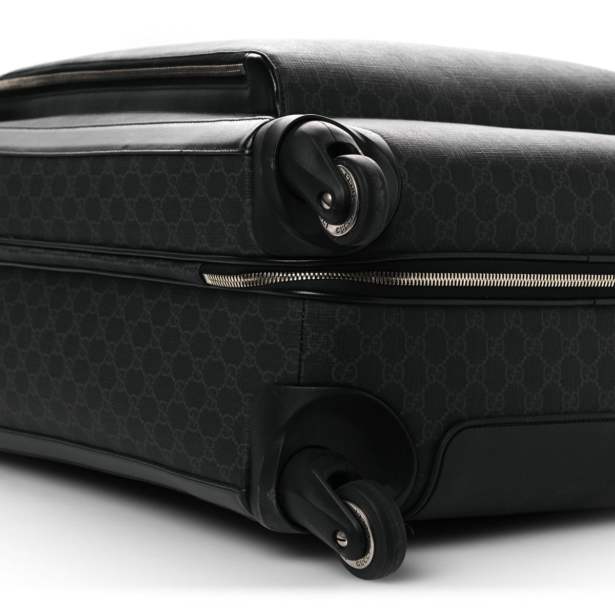 GG Supreme Monogram Large Four Wheel Suitcase Black Grey