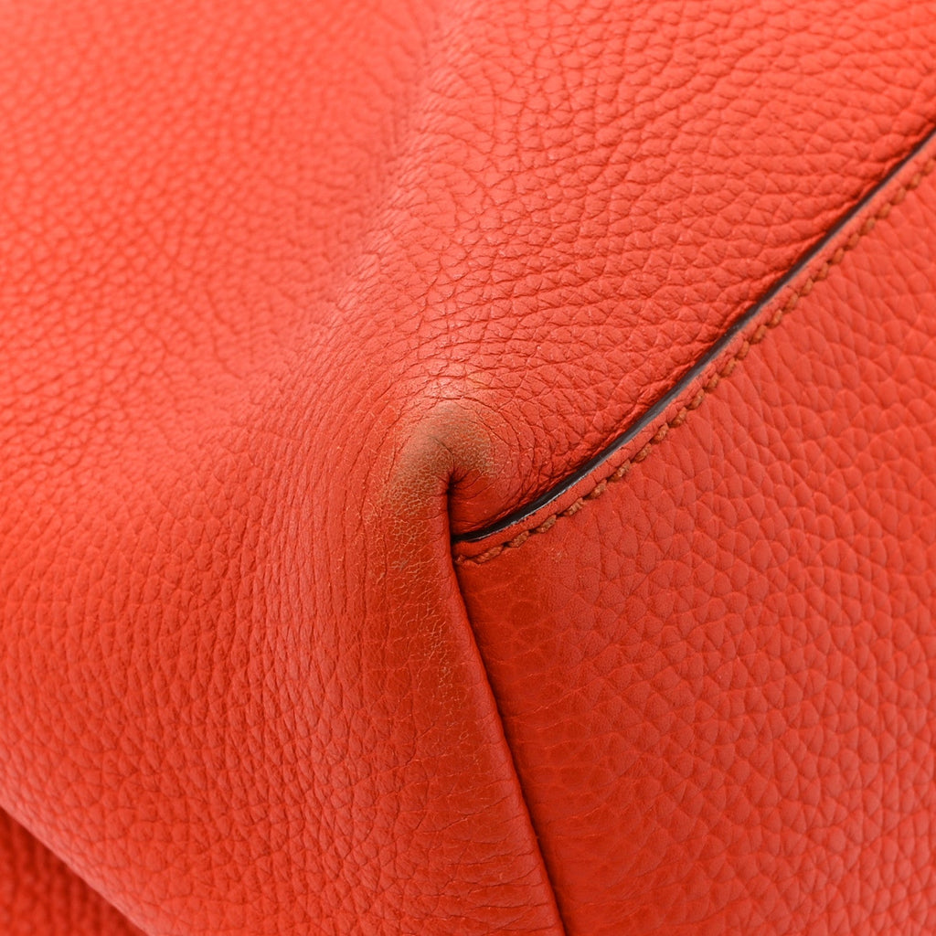 Pebbled Calfskin Medium Soho Chain Shoulder Bag Sun Orange