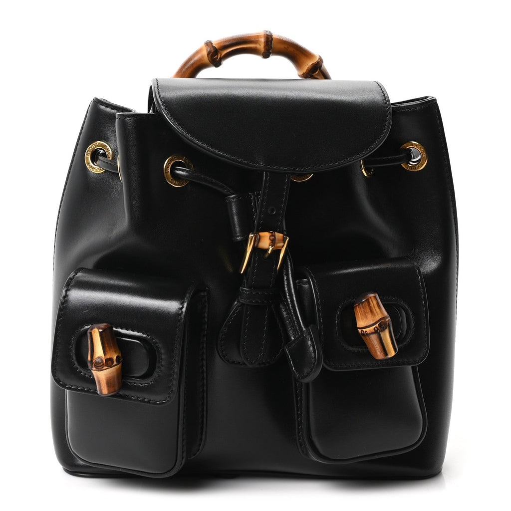 Calfskin Bamboo Backpack Black