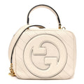 Sakai Be Green Calfskin Diagonal Stitched Blondie Top Handle Bag Mystic White