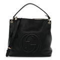 Pebbled Calfskin Large Soho Hobo Black