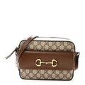 GG Supreme Monogram Small Horsebit 1955 Shoulder Bag Beige Brown Sugar