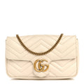 Calfskin Matelasse Mini GG Marmont Shoulder Bag With Card Holder White Black