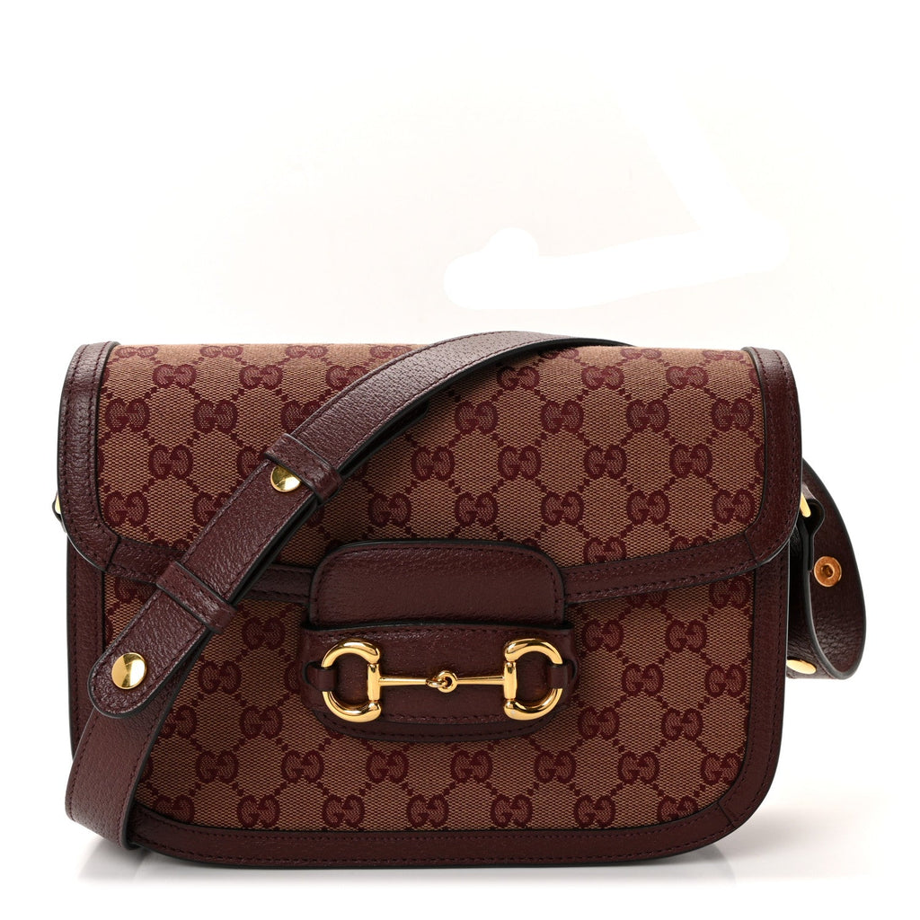 Monogram Textured Dollar Calfskin Horsebit 1955 Shoulder Bag Sahara Rubino Chardonnay