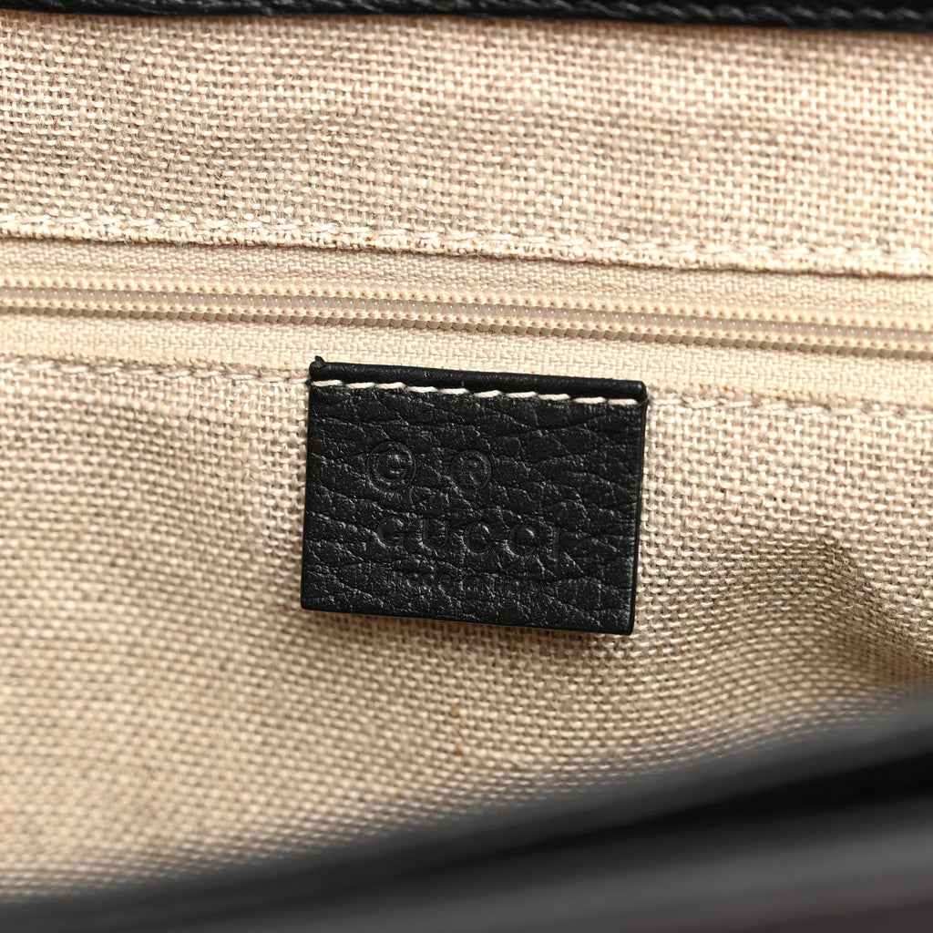 Dollar Calfskin Medium Interlocking G Top Handle Shoulder Bag Black