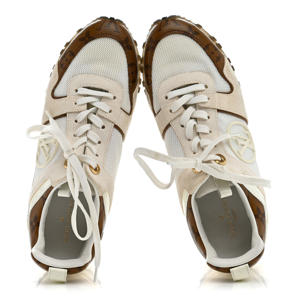 Calfskin Monogram Run Away Sneakers 36.5 White