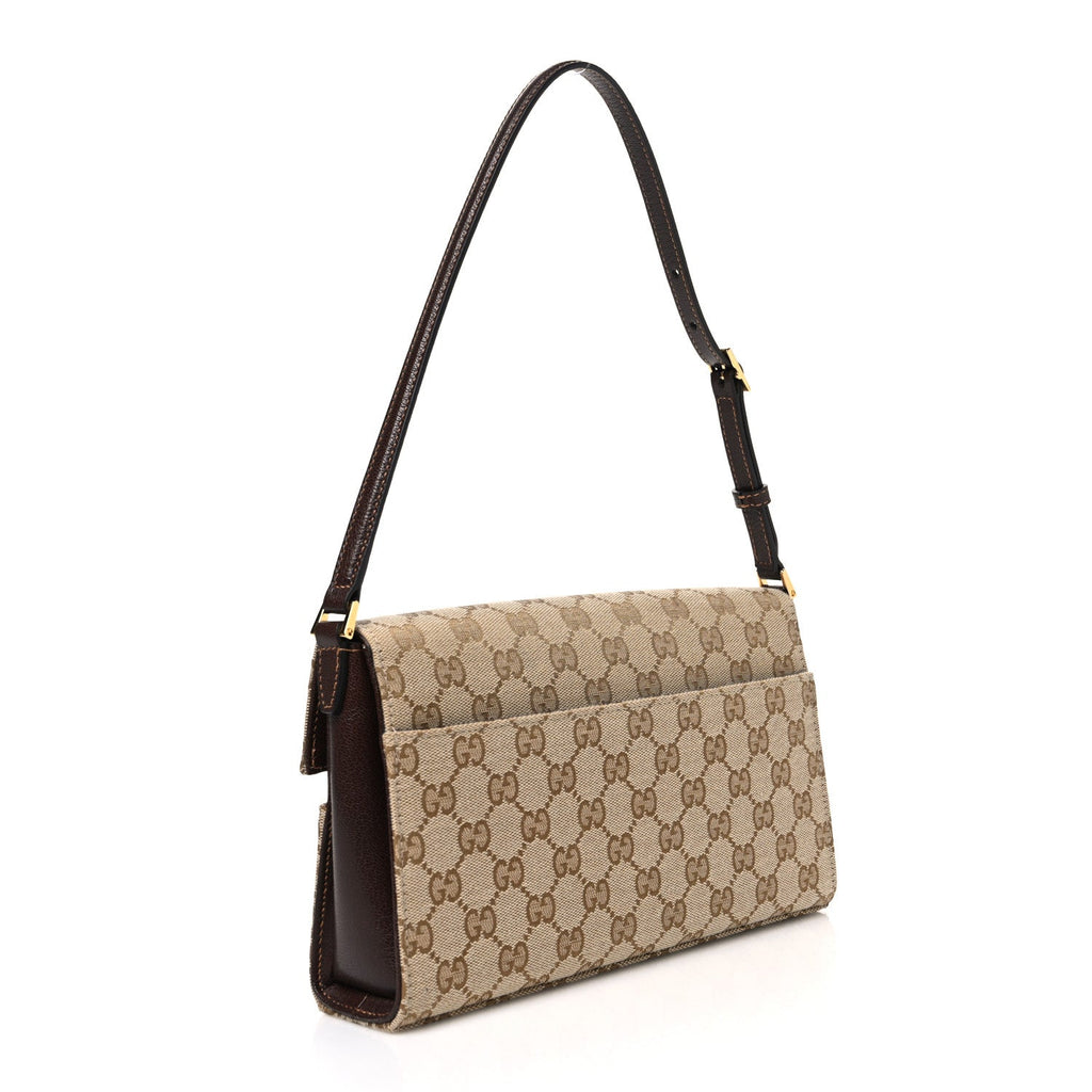 Monogram Medium Ristretto Horsebit Flap Shoulder Bag Sand Brown