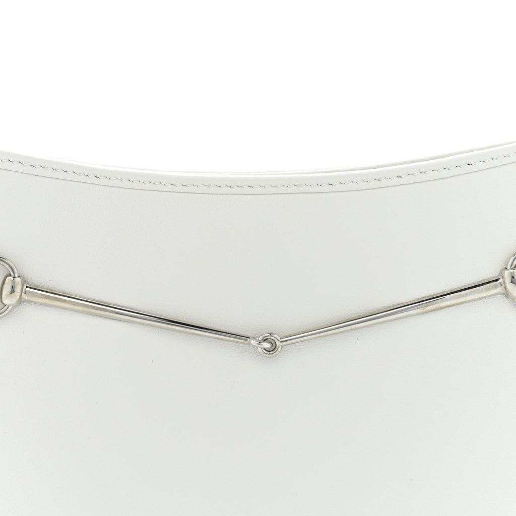 Calfskin Horsebit Slim Shoulder Bag White