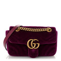 Velvet Matelasse Mini GG Marmont Shoulder Bag Fuchsia Violet Cyclamen