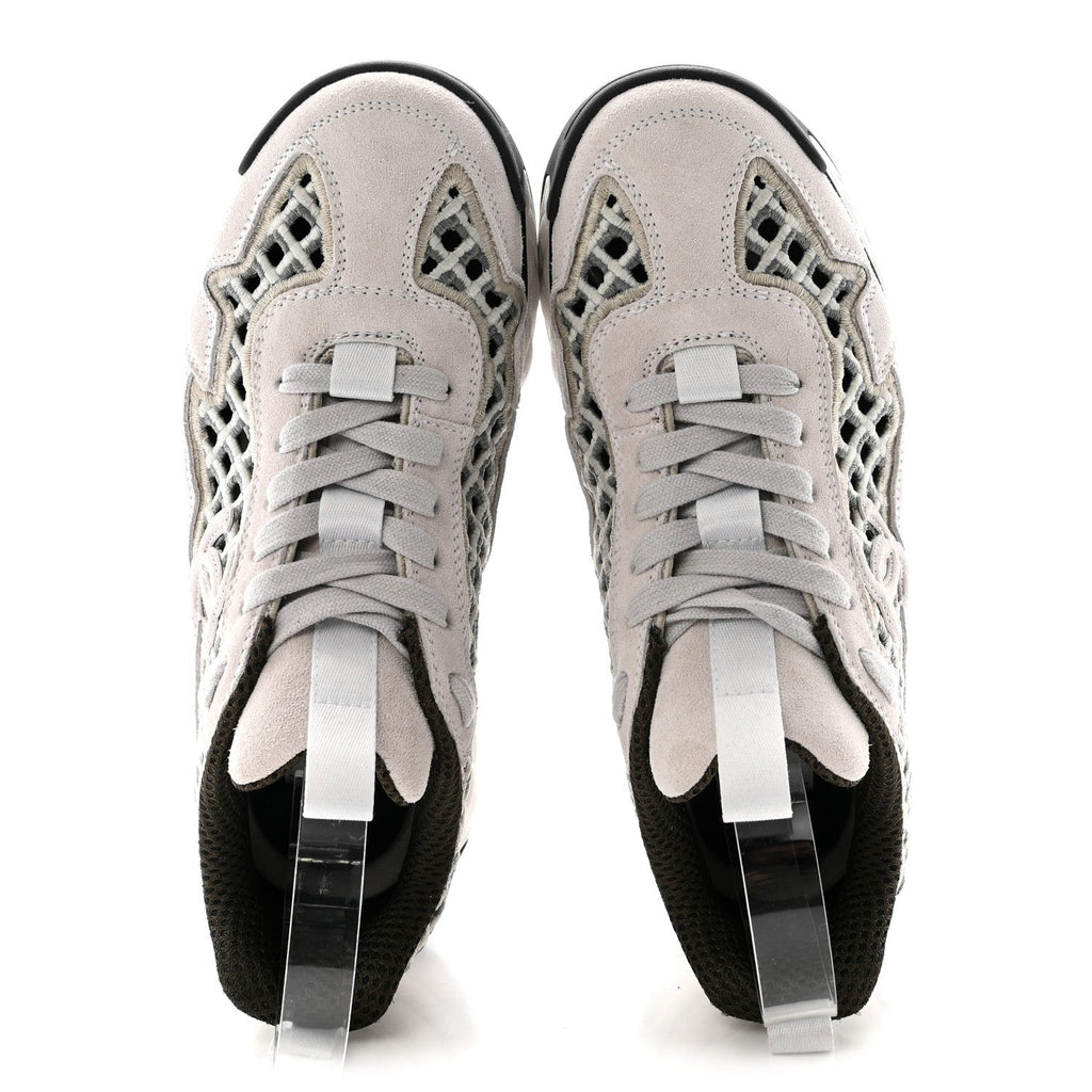 Suede Calfskin Embroidered CC Sneakers 35.5 Ecru Light Gray
