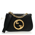 Roxy Calfskin Blondie Chain Shoulder Flap Bag Black