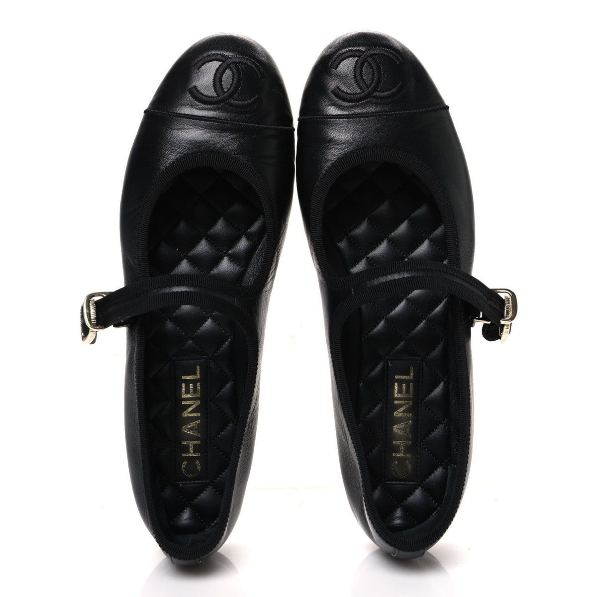 Lambskin Mary Jane Flats 40 Black