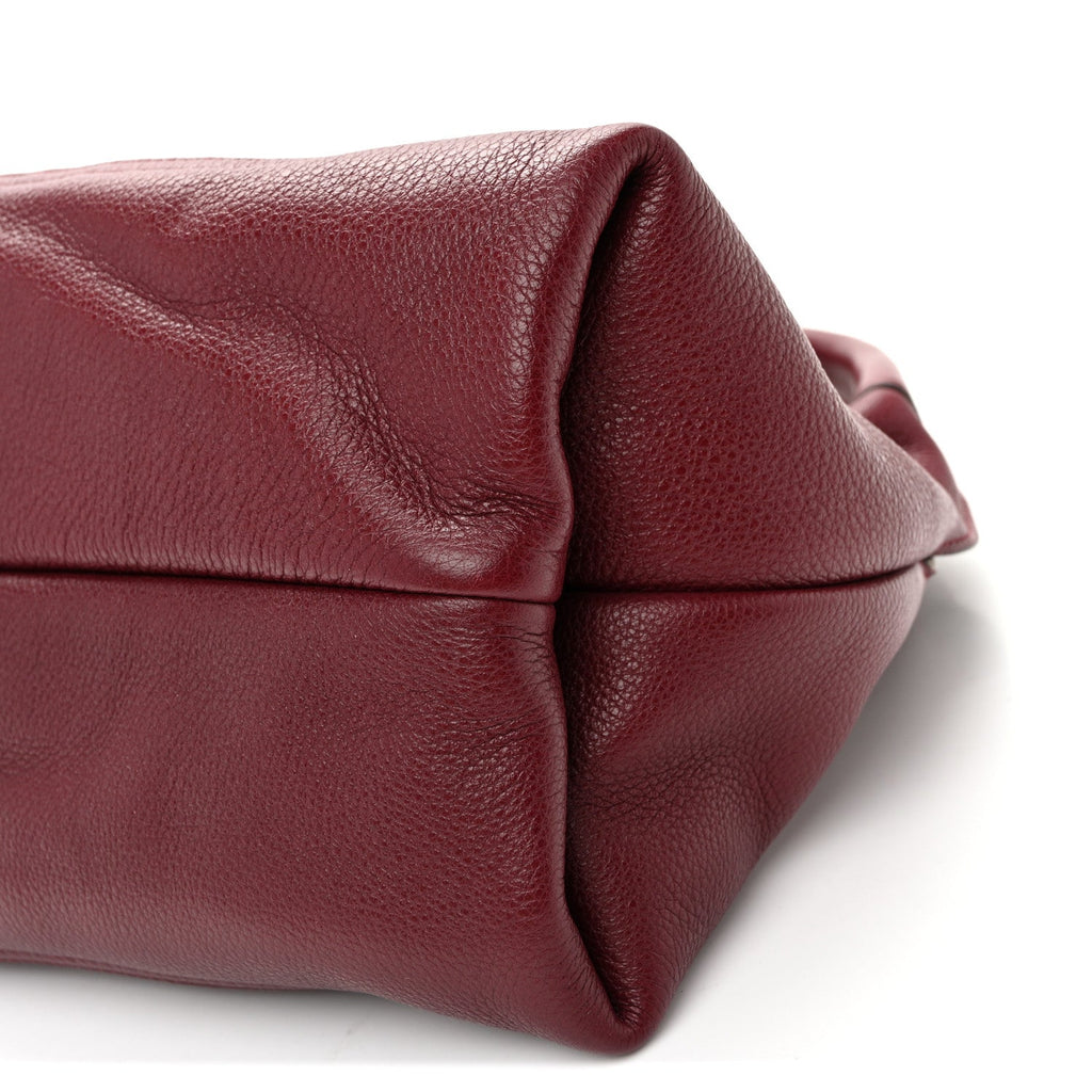 Grained Calfskin Softbit Medium Shoulder Bag Rosso Ancora