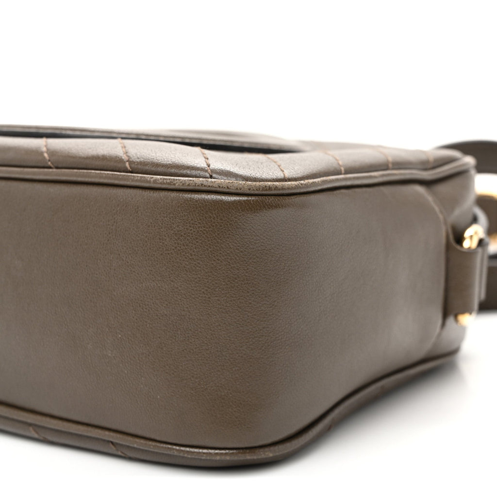 Sakai Be Green Calfskin Diagonal Stitched Small Blondie Shoulder Bag Craclet Brown
