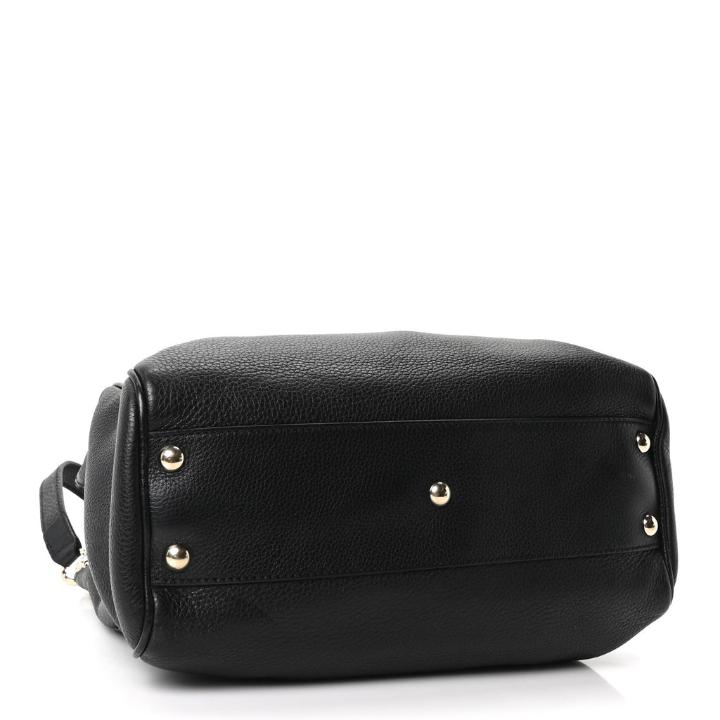 Calfskin Small Bamboo Shopper Tote Black
