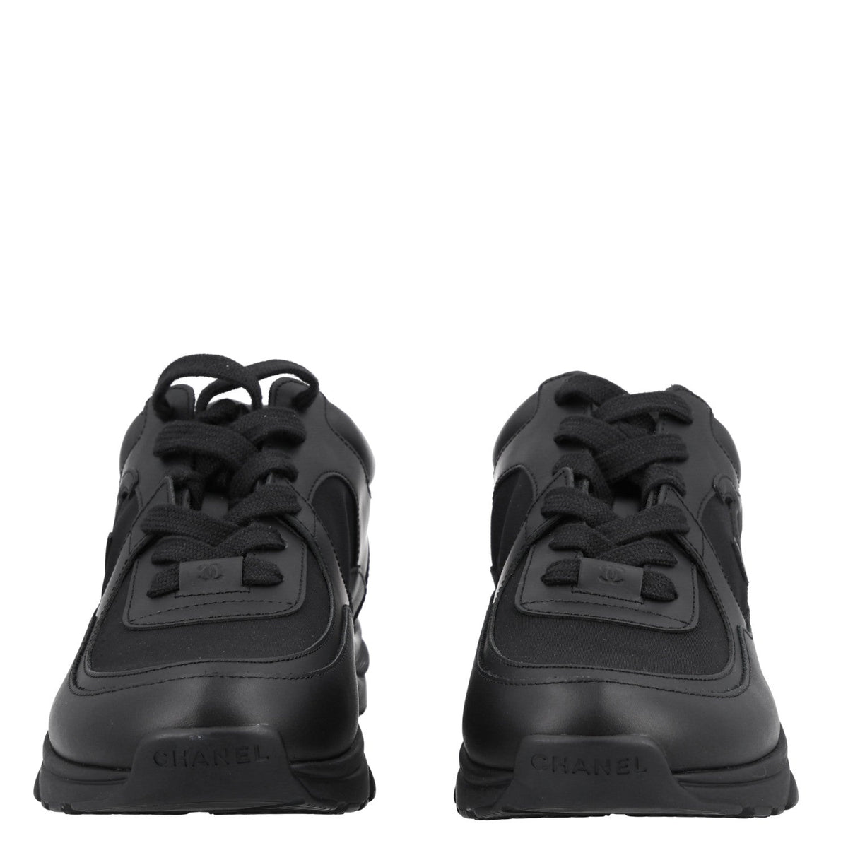 Lambskin Fabric CC Uniform Sneakers 41 Black