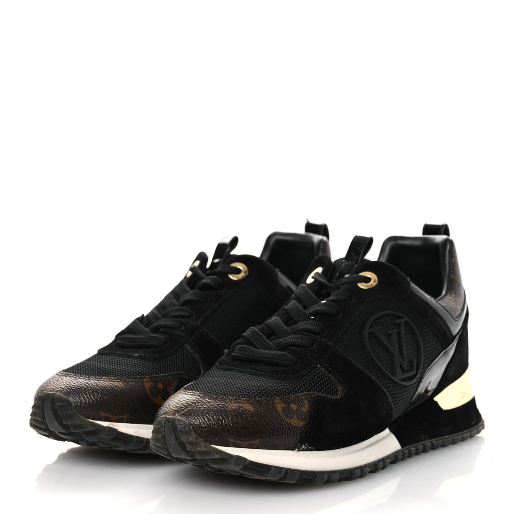 Suede Monogram Run Away Sneakers 36.5 Black