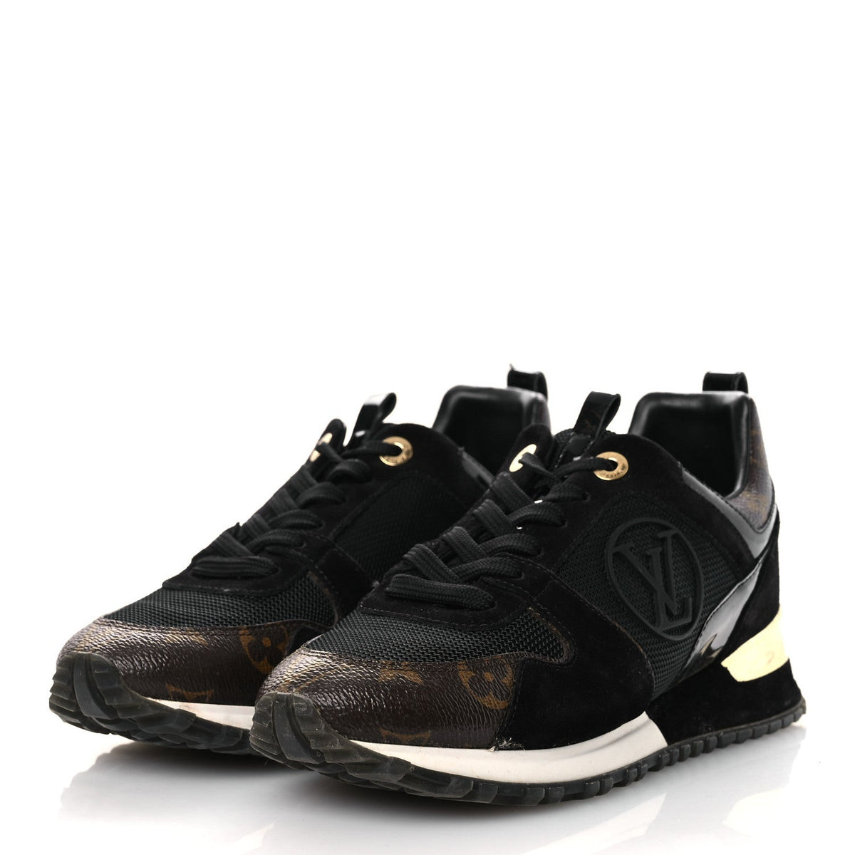 Suede Monogram Run Away Sneakers 36.5 Black