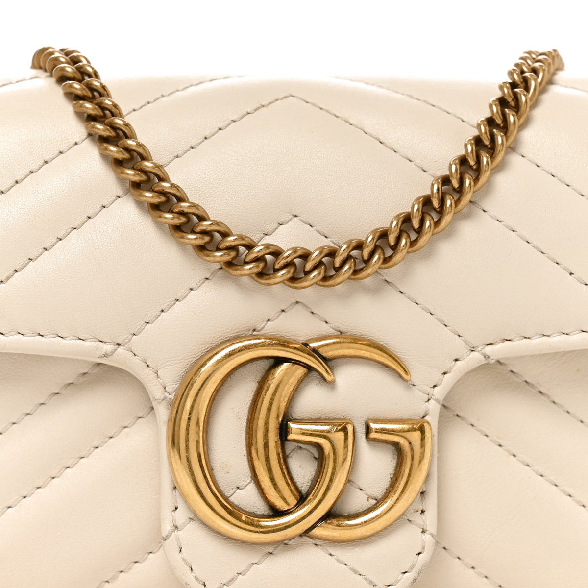 Calfskin Matelasse Super Mini GG Marmont Shoulder Bag White