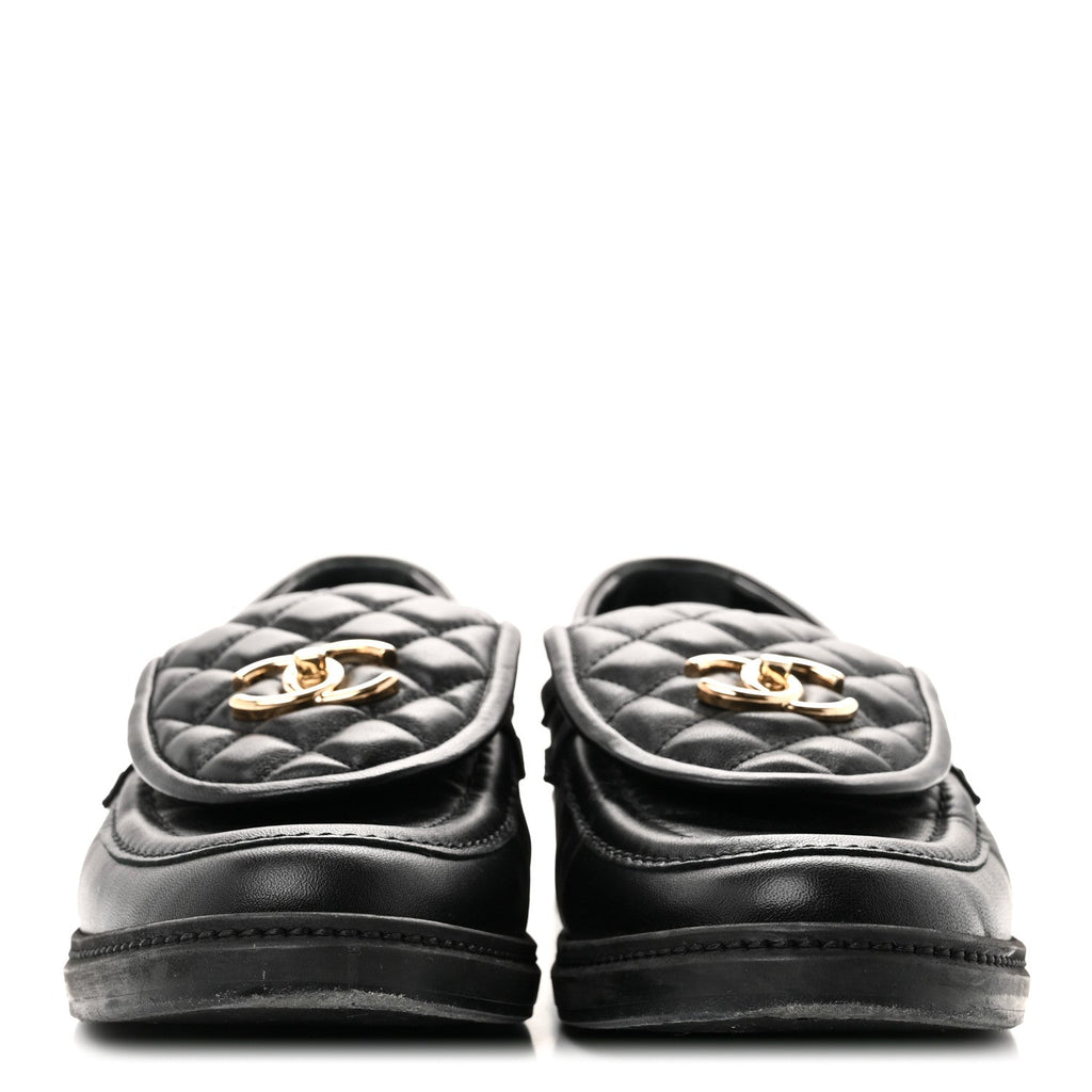 Lambskin Quilted CC Turnlock Loafers 40 Black