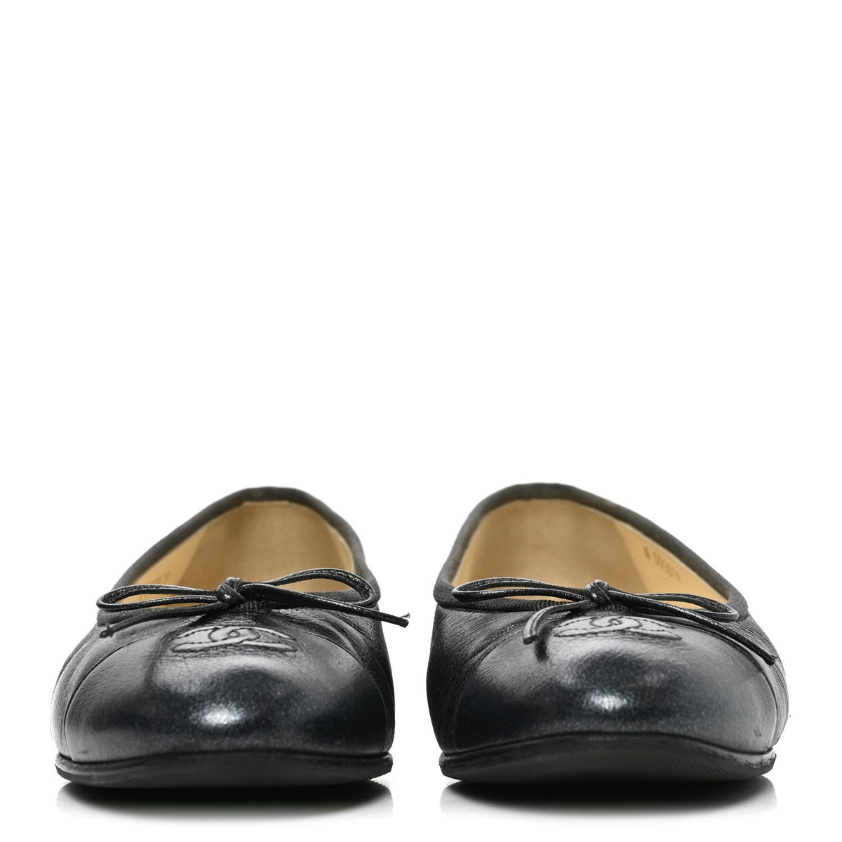 Metallic Calfskin Hologram Cap Toe Ballerina Flats 37.5 Dark Silver