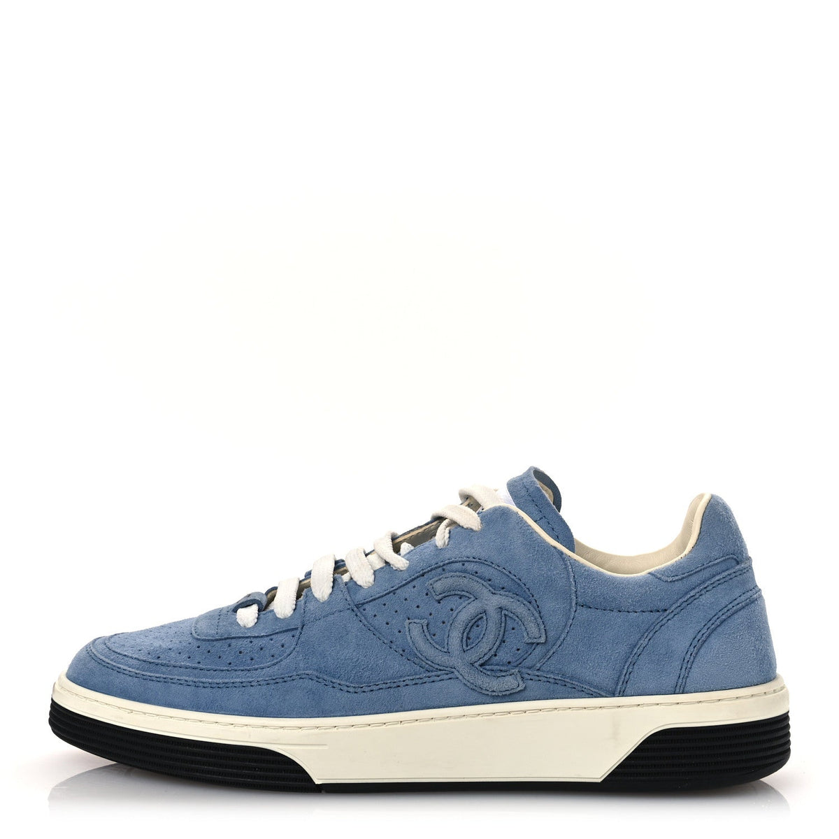 Suede Calfskin Womens CC Sneakers 40 Blue