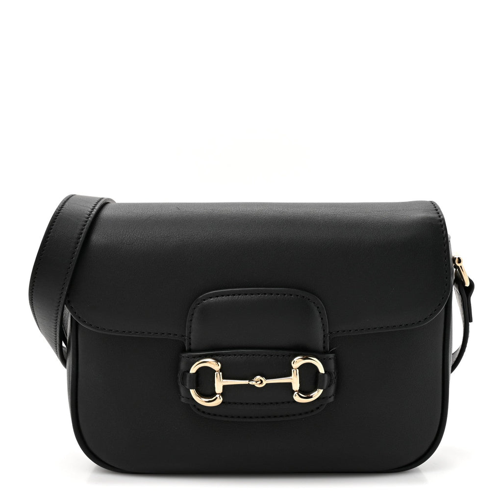 Arabella Calfskin Horsebit 1955 Soft Small Shoulder Bag Black