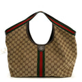 GG Monogram Web Large Giglio Tote Beige Brown